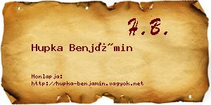 Hupka Benjámin névjegykártya
